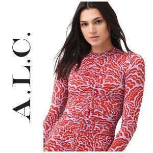 A.L.C. Ansel Midi Dress Ruched Print